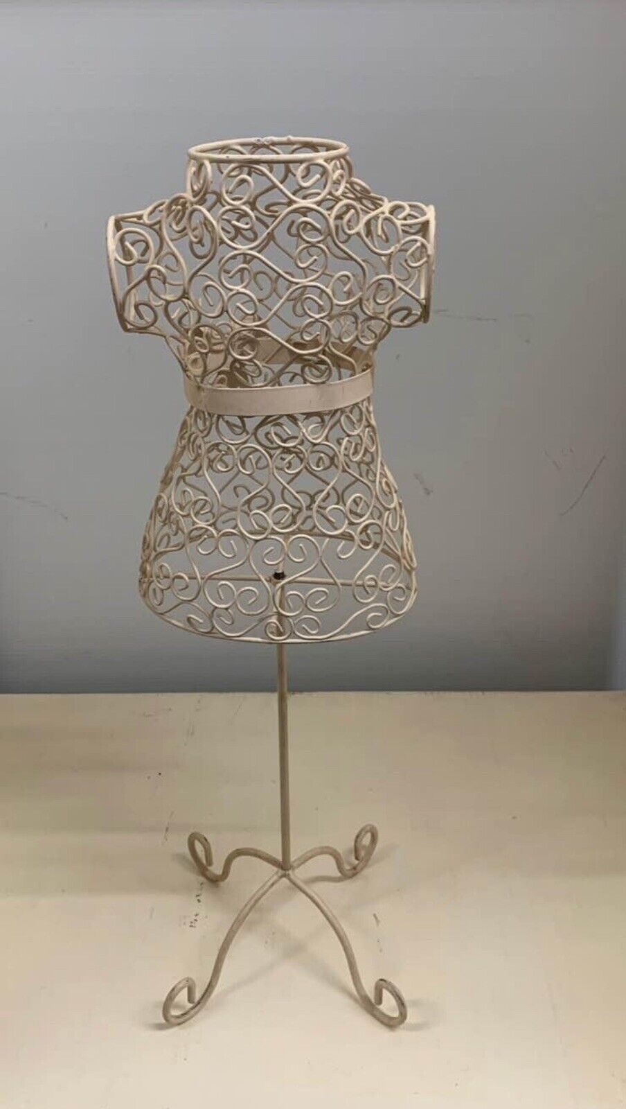Mannequin Jewellery Holder Freestanding 60cm Wrought Iron Cream Enamel OR Black
