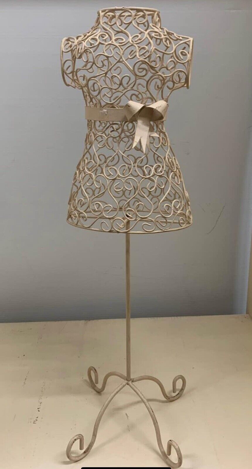 Mannequin Jewellery Holder Freestanding 60cm Wrought Iron Cream Enamel OR Black