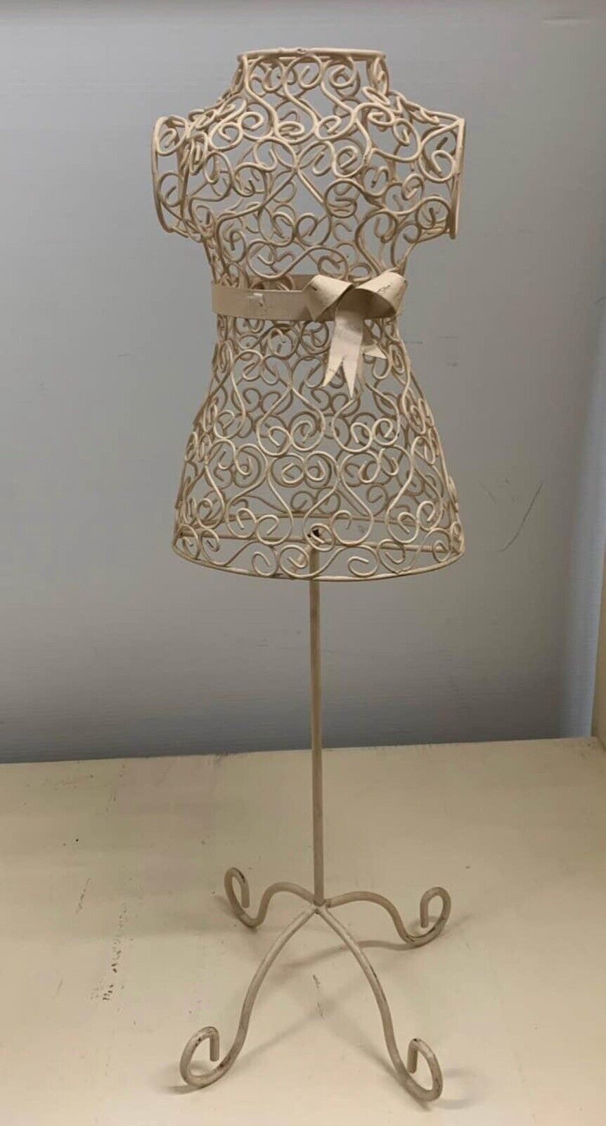 Mannequin Jewellery Holder Freestanding 60cm Wrought Iron Cream Enamel OR Black