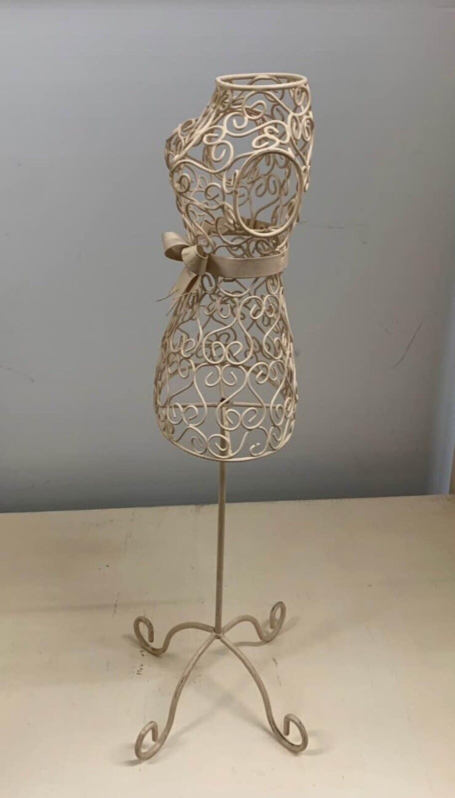 Mannequin Jewellery Holder Freestanding 60cm Wrought Iron Cream Enamel OR Black