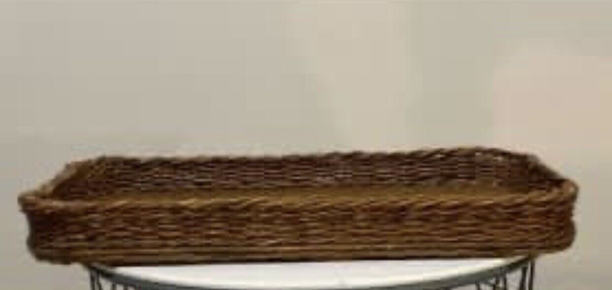 1960’s Vintage 45cm Wicker Tray Platter Basket Veneer Base Australian AE186