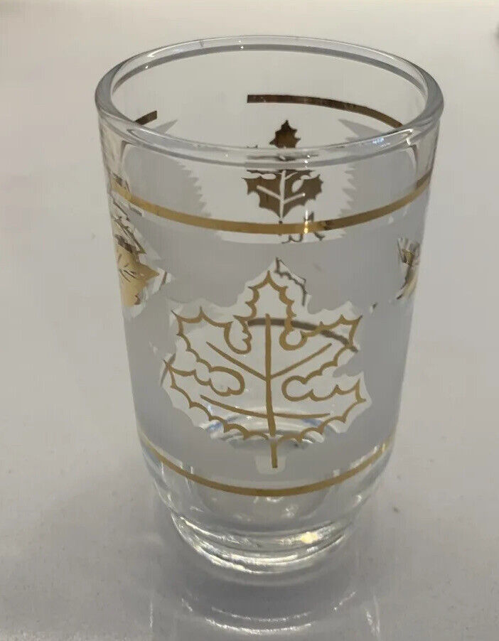 4x MCM 9cm Tumblers Water Wine Glasses  Clear Gold Leaf Pattern White Etching