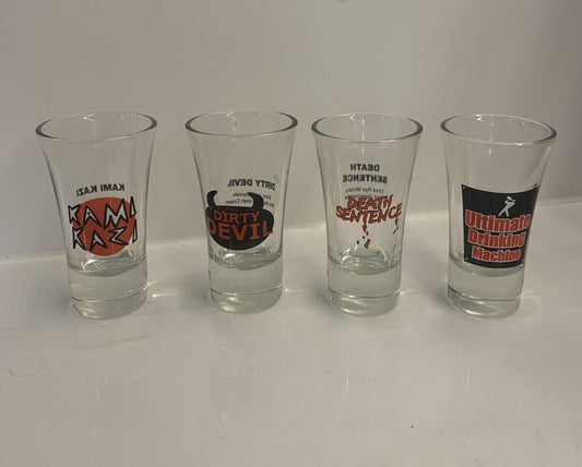 4x Novelty Fun Shot Glasses With Drink Recipe On The Back 4 Barware
