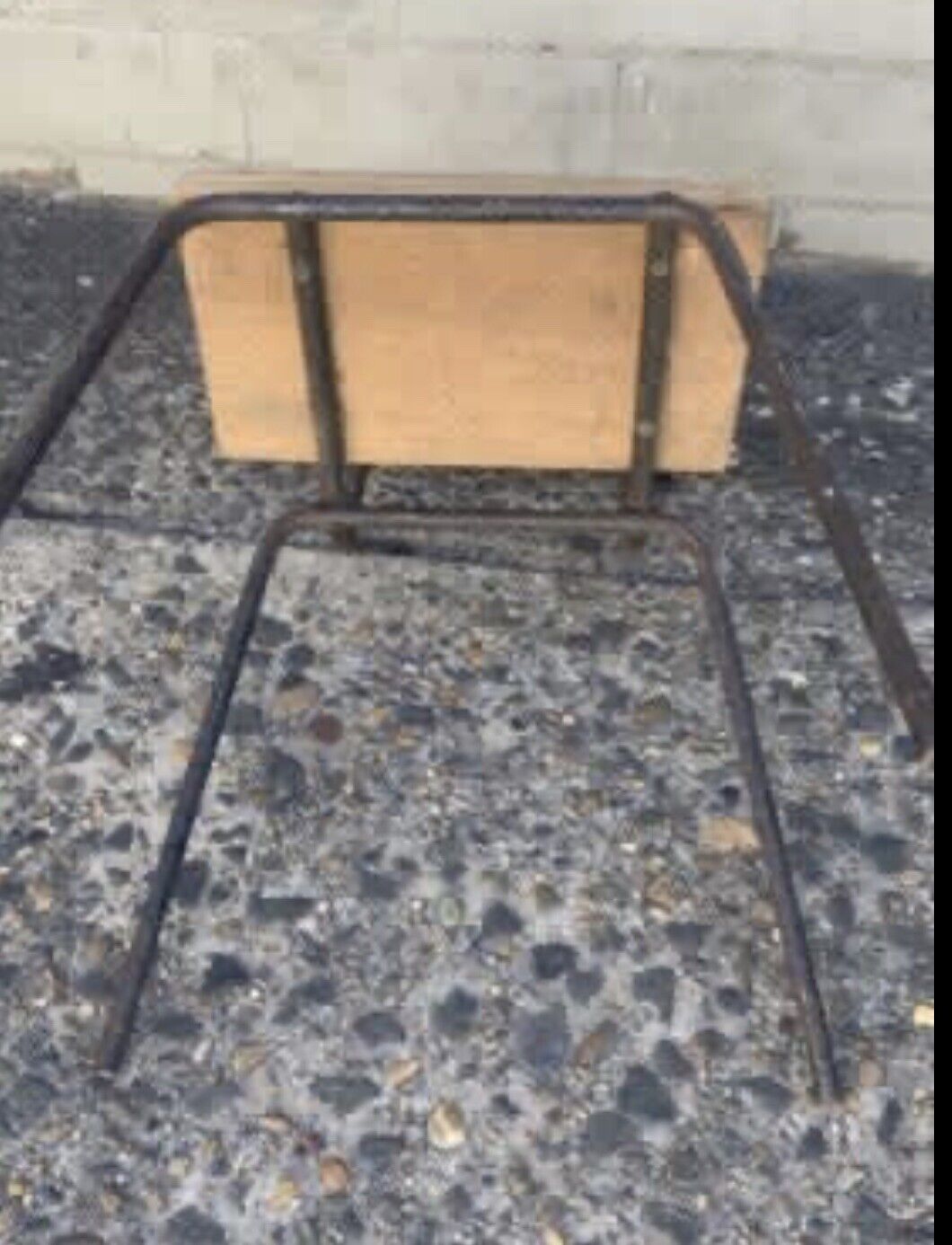 Vintage Wrought Iron Child School Chair Metal Wood Vinyl Back Rest Kids Teddy