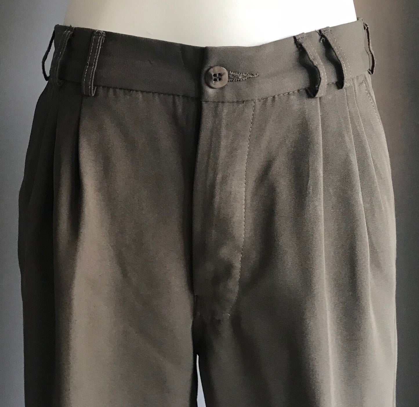 Vintage Boys DARE Dress Pants Khaki Microfibre Full Length Pleat Long Size 12