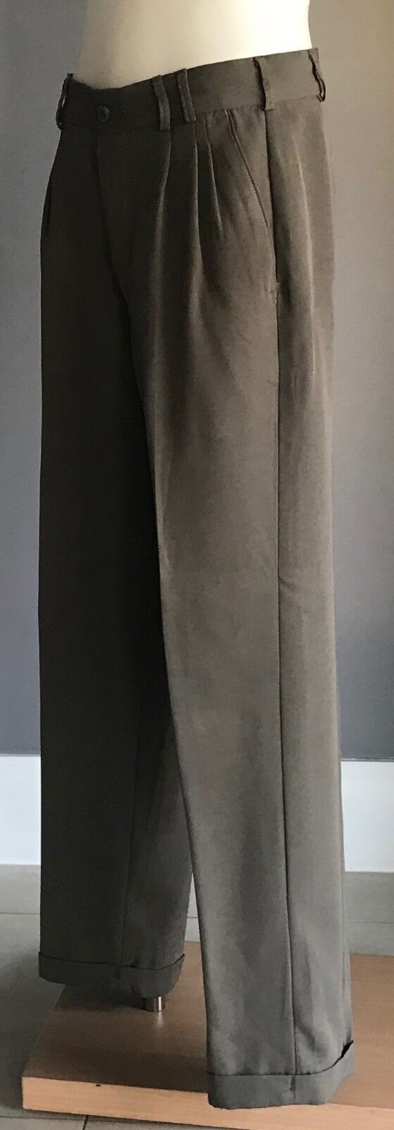 Vintage Boys DARE Dress Pants Khaki Microfibre Full Length Pleat Long Size 12