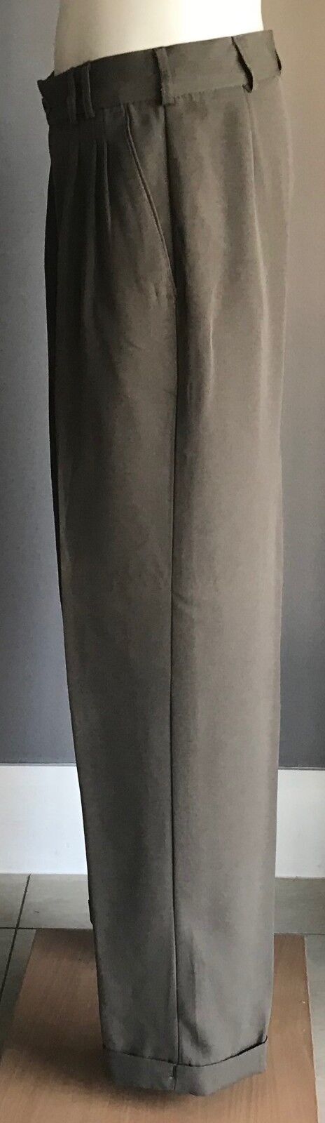 Vintage Boys DARE Dress Pants Khaki Microfibre Full Length Pleat Long Size 12
