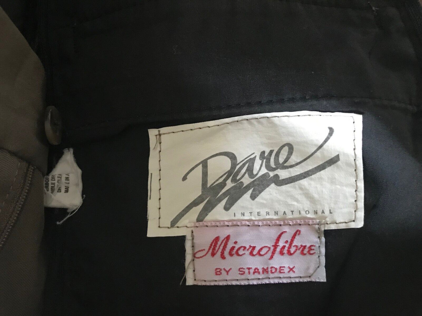 Vintage Boys DARE Dress Pants Khaki Microfibre Full Length Pleat Long Size 12