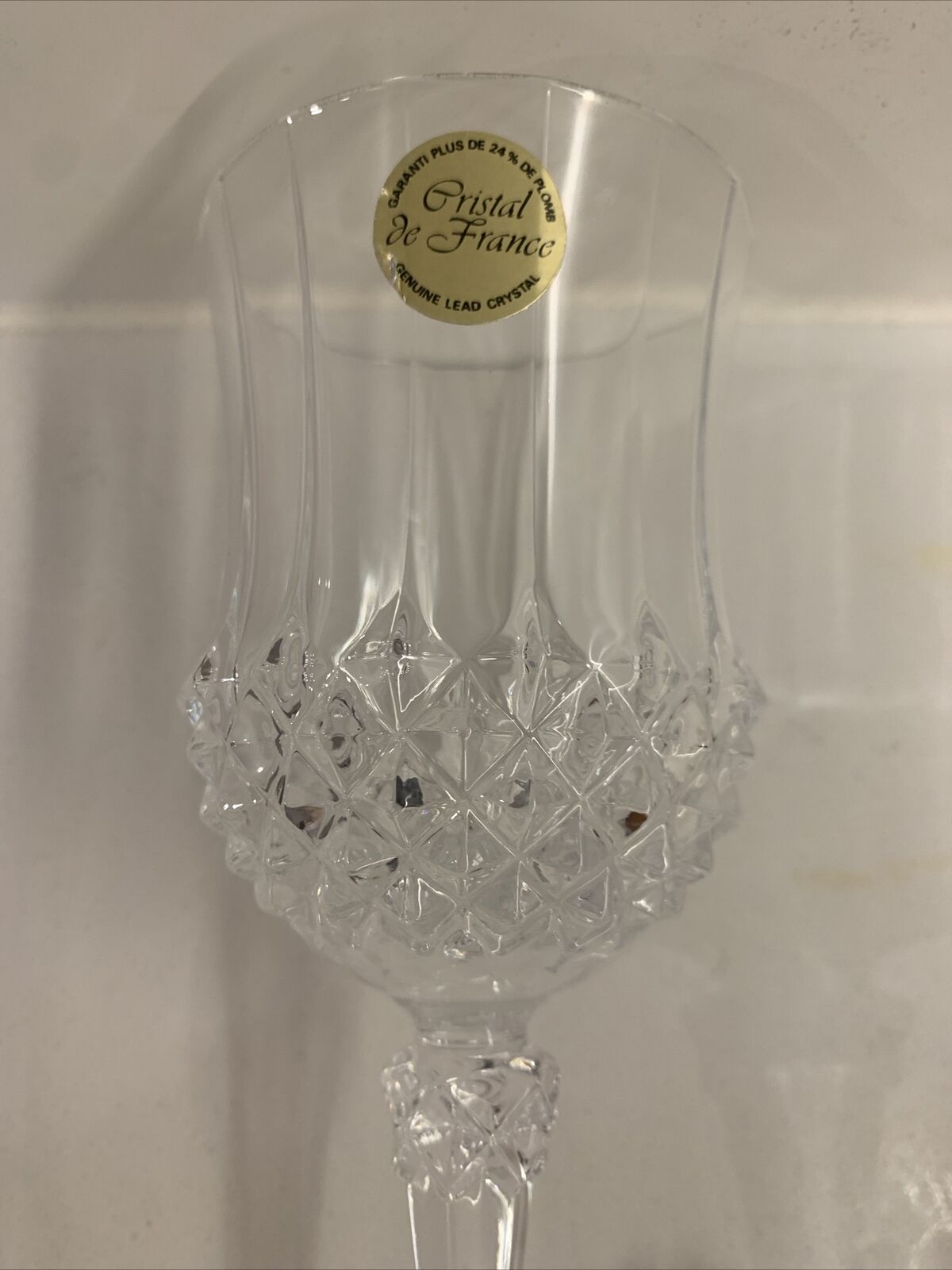 2 x Cristal d’Arques Longchamp Crystal Wine Glasses 17cm High 150ml Pair NEW