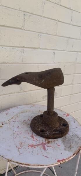 Antique Cast Iron Cobblers Shoe Last On Stand Victorian Cottage Core Decor Hats