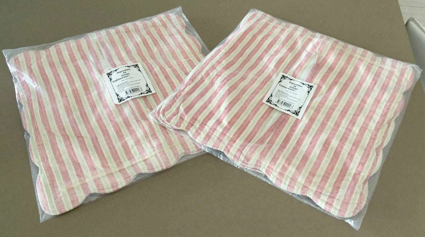 2x GEORGES Cotton Quilted CUSHION COVERS Pink Floral Pillowcases Victoriana NEW