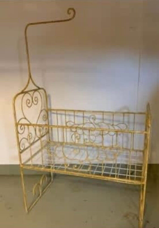 Antique Cast Iron Baby Cot Cottage Core Display Garden or Shop Decor Farmhouse