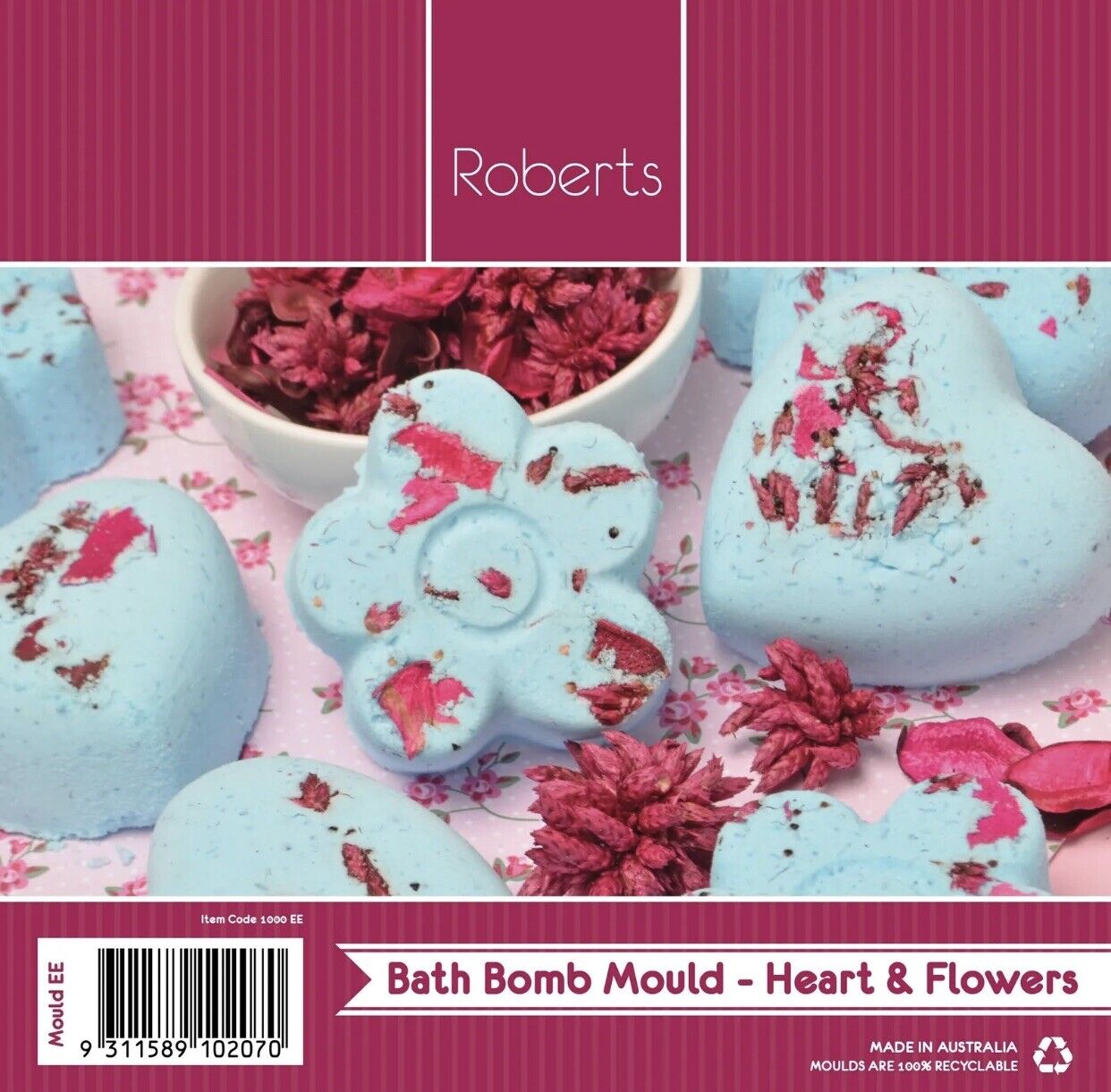 2x ROBERTS Heart & Flowers BATH BOMB Mould EE With Instructions NEW