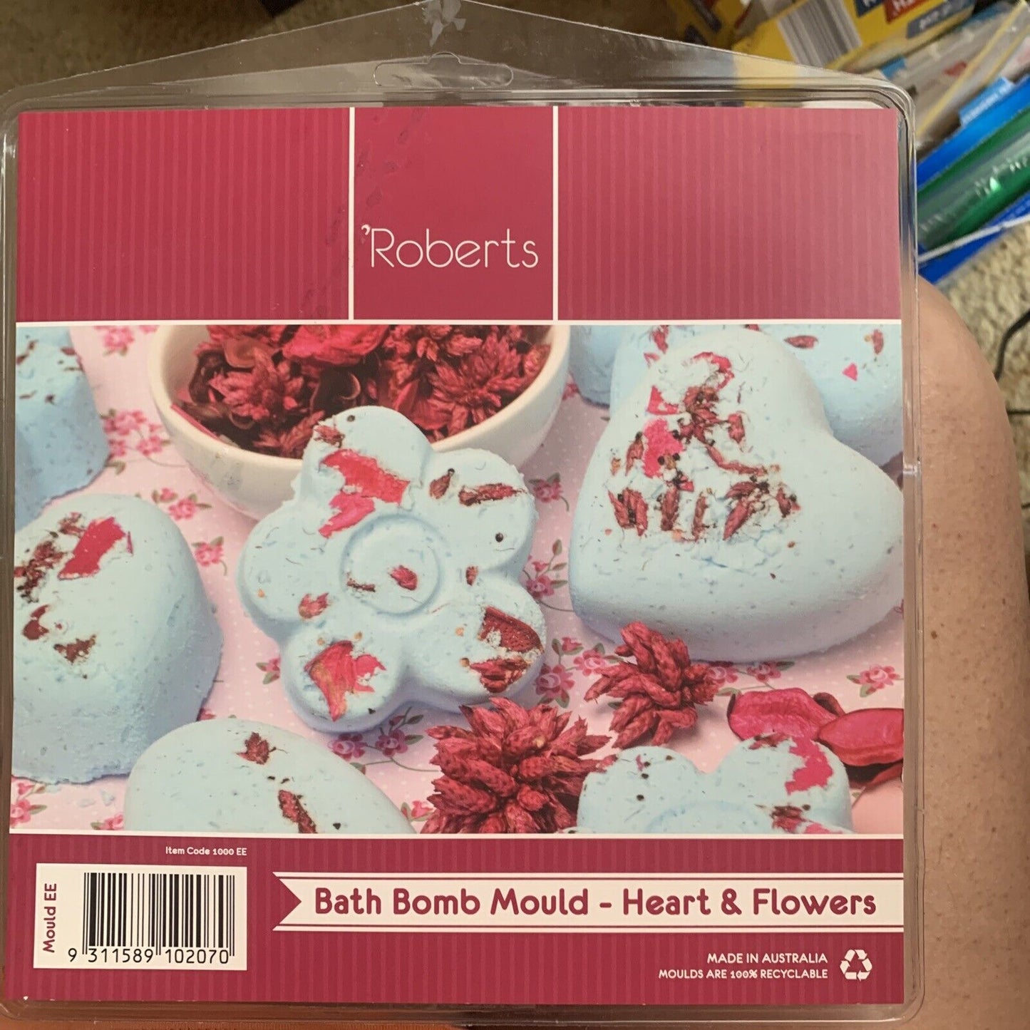 2x ROBERTS Heart & Flowers BATH BOMB Mould EE With Instructions NEW