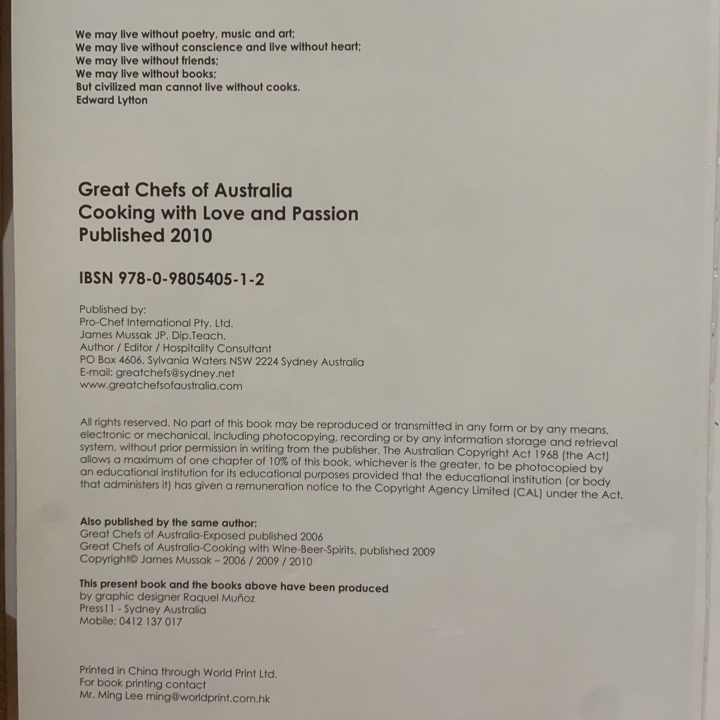 Cookbook GREAT CHEFS of Australia Mussak James Coffee Table Pictorial 2010 HC