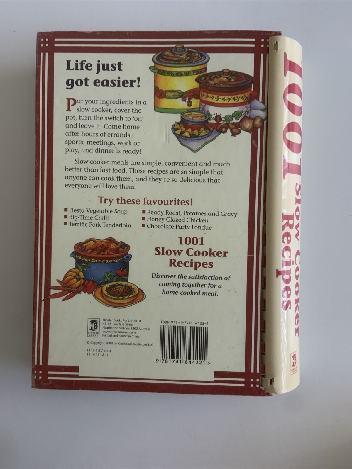 Cookbook EASY 1001 Slow Cooker Recipes Easy HC 2009 Ringbound Hinkler Books