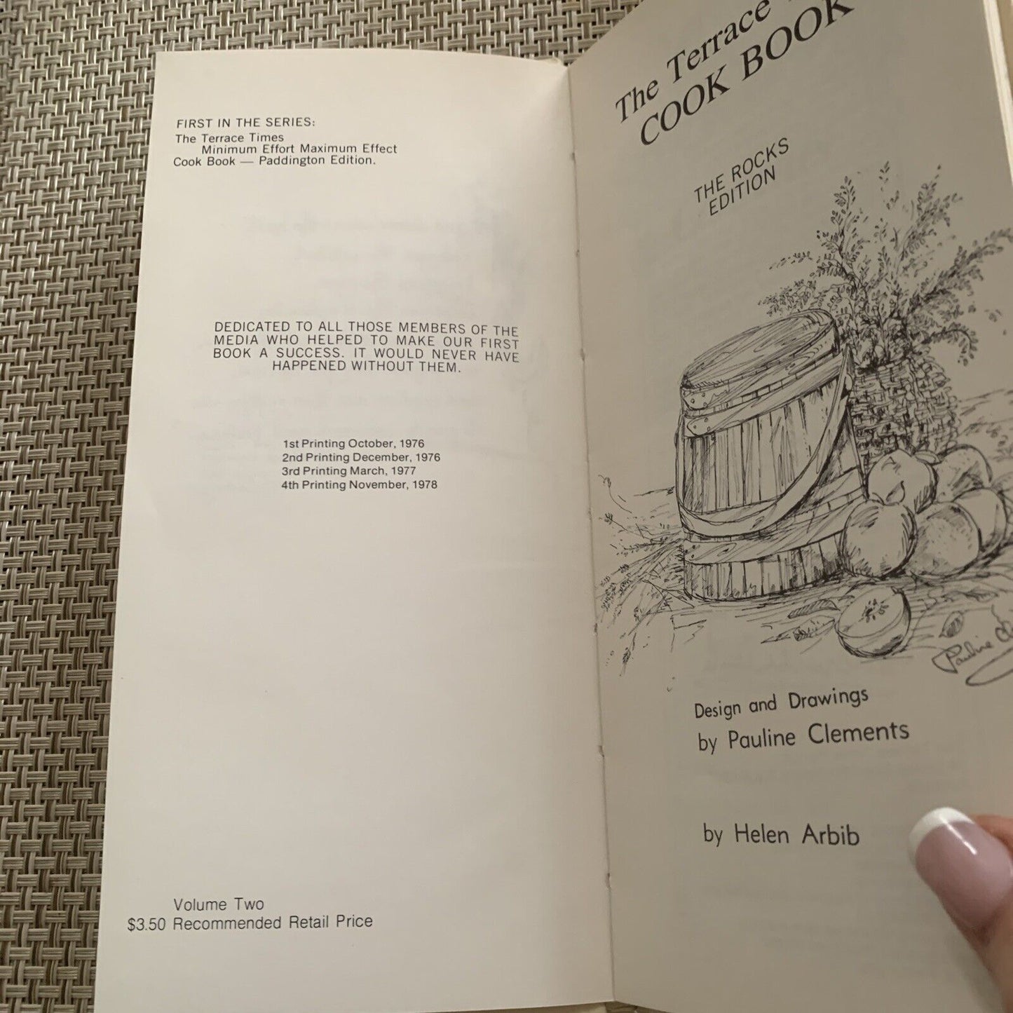 The TERRACE TIMES THE ROCKS Edition Slim Cookbook HC Recipes Helen Arbib 1976