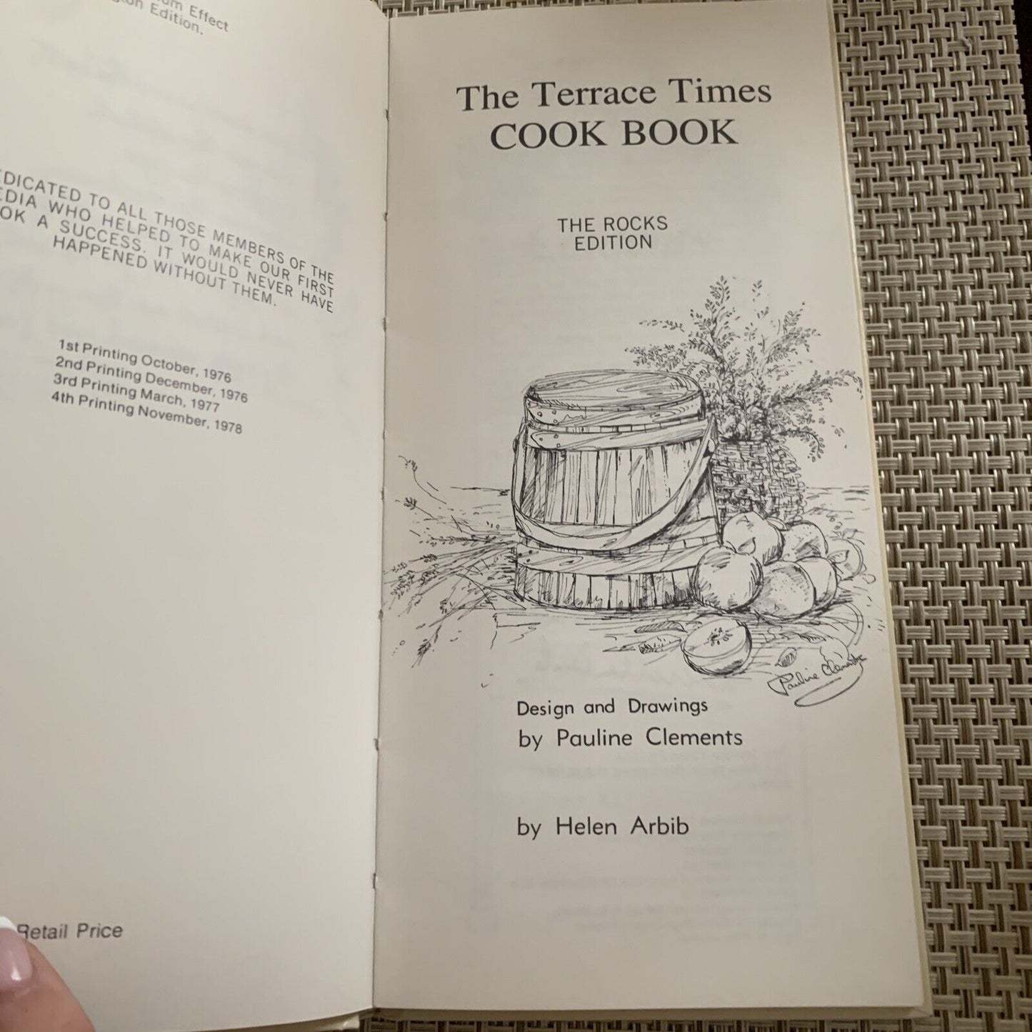The TERRACE TIMES THE ROCKS Edition Slim Cookbook HC Recipes Helen Arbib 1976
