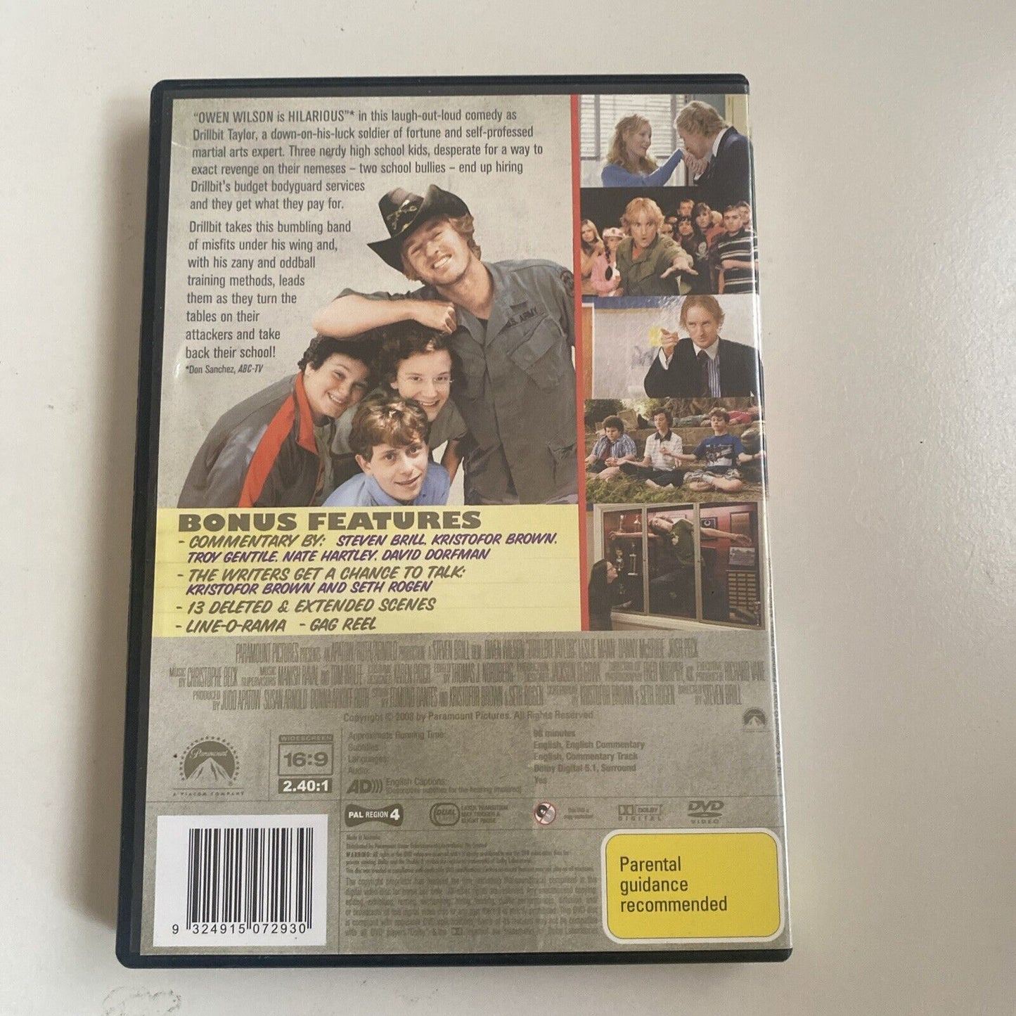 DVD DRILL BIT  Taylor Budget Bodyguard Bonus Features R4 Owen Wilson Comedy