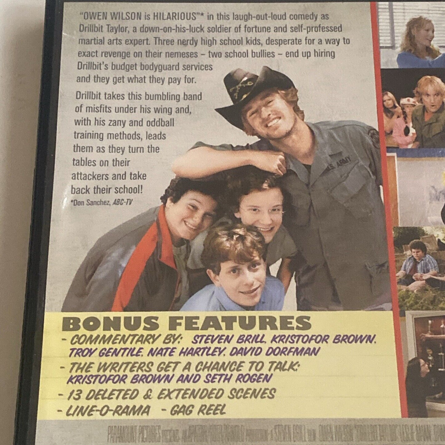 DVD DRILL BIT  Taylor Budget Bodyguard Bonus Features R4 Owen Wilson Comedy
