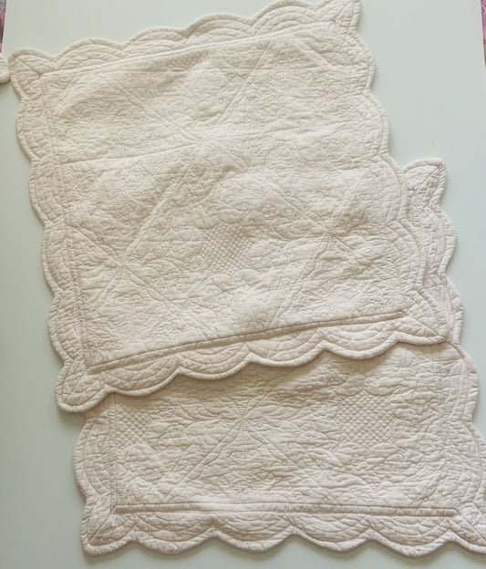 2 GEORGES Cotton Quilted Baby Pink 40cm Sq  Victorian Edging NEW