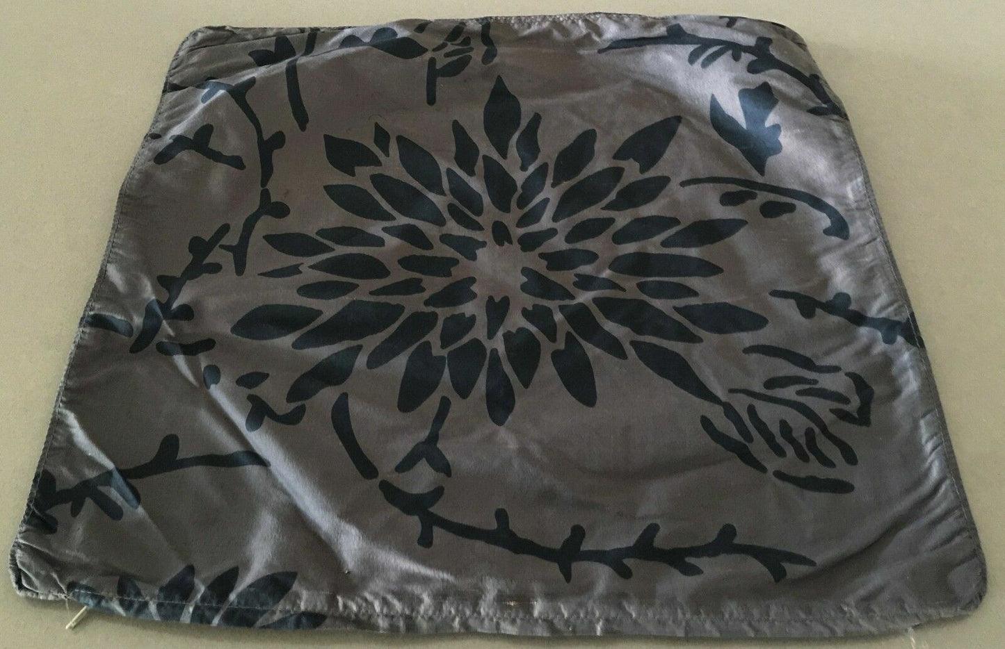 Set of 4 CUSHION COVERS Brown & Black Floral Print Silk Look & Feel 52cm x 52cm