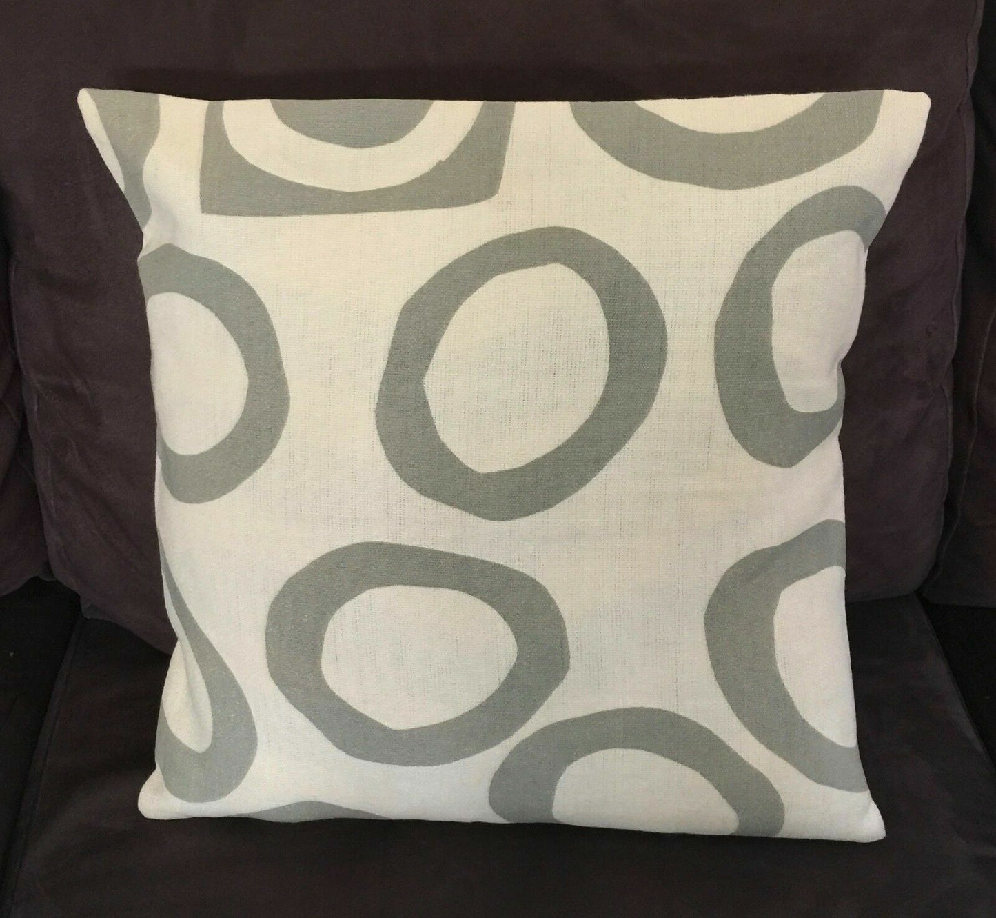 WILSON LINEN CUSHION COVER Set of 8 Cream & Light Khaki Circle Print 43cm NEW