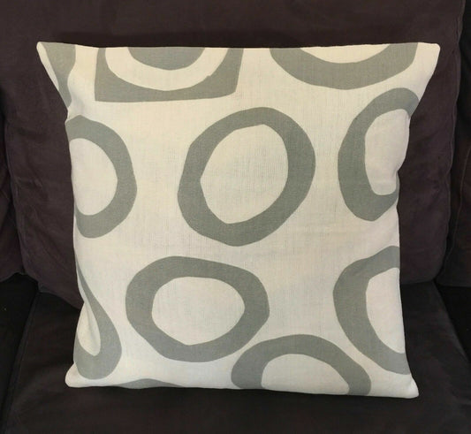 WILSON LINEN CUSHION COVER Set of 8 Cream & Light Khaki Circle Print 43cm NEW