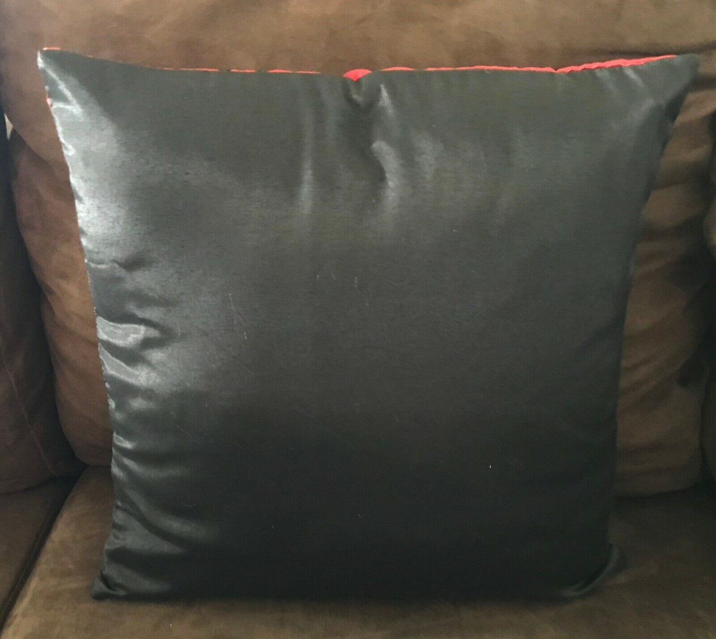 New CUSHION COVER Elephant Print Satin Square  Black Red Gold Dragon Good Luck