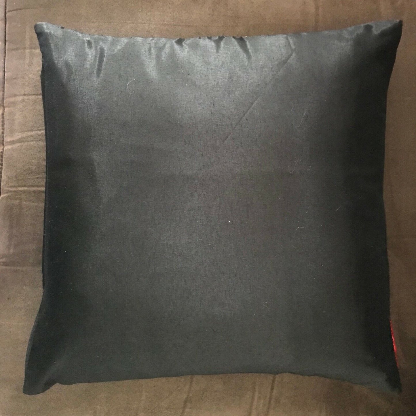 New CUSHION COVER Elephant Print Satin Square  Black Red Gold Dragon Good Luck