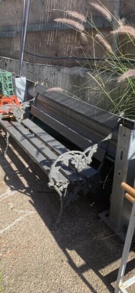Outdoor Garden Bench Aluminium Cast Legs w Raspberry Vine 182cm Long Alum Slats