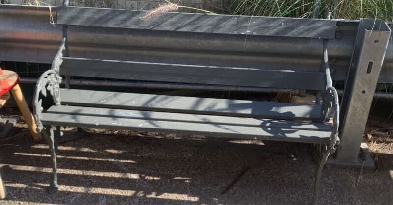 Outdoor Garden Bench Aluminium Cast Legs w Raspberry Vine 182cm Long Alum Slats