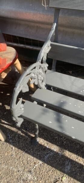 Outdoor Garden Bench Aluminium Cast Legs w Raspberry Vine 182cm Long Alum Slats