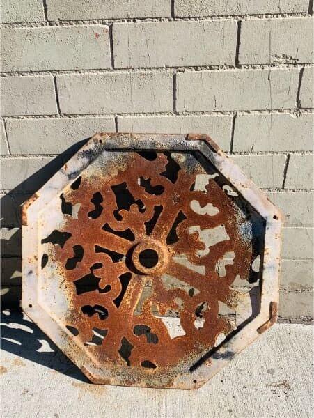Heavy Cast Iron Umbrella Stand Octagonal 54cm D 5.5cm opening Rustic Ornate