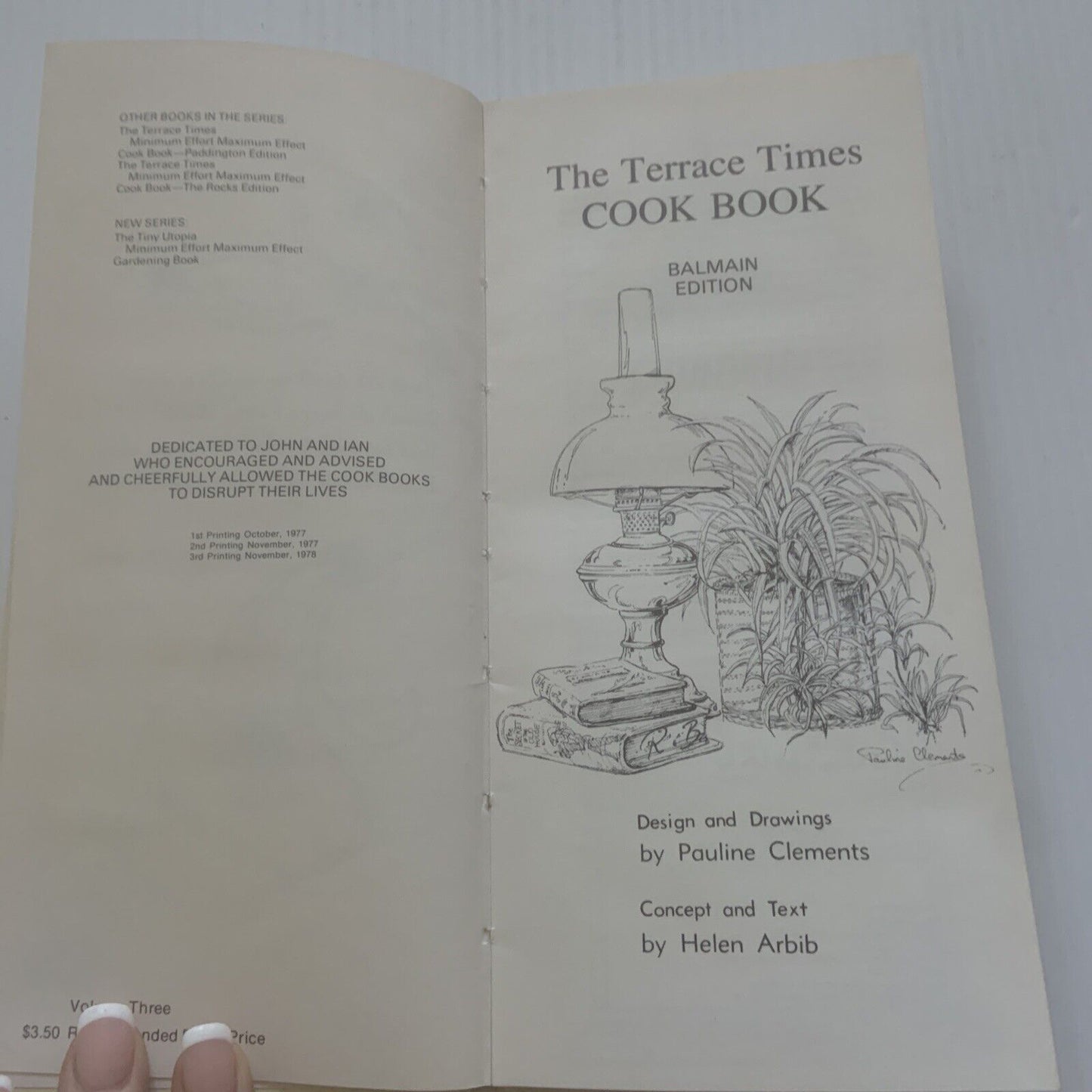 Cookbook The TERRACE TIMES BALMAIN Edition Slim HC Recipes by Helen Arbib 1978