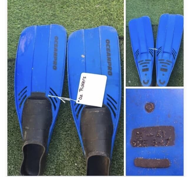 OCEANPRO BLUE BLACK FINS FLIPPERS SIZE 39-41 or 6-7 EUC Swimming Diving Gear