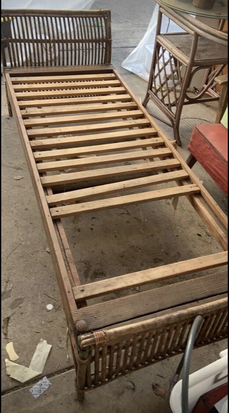 Daybed Sofa 1930s Split TIGER CANE Art Deco Lounge Good Structurally Add Slats