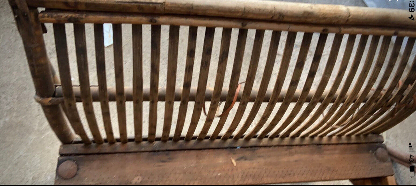 Daybed Sofa 1930s Split TIGER CANE Art Deco Lounge Good Structurally Add Slats