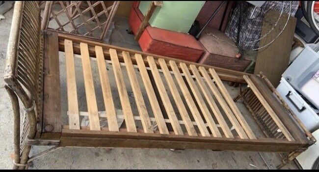 Daybed Sofa 1930s Split TIGER CANE Art Deco Lounge Good Structurally Add Slats