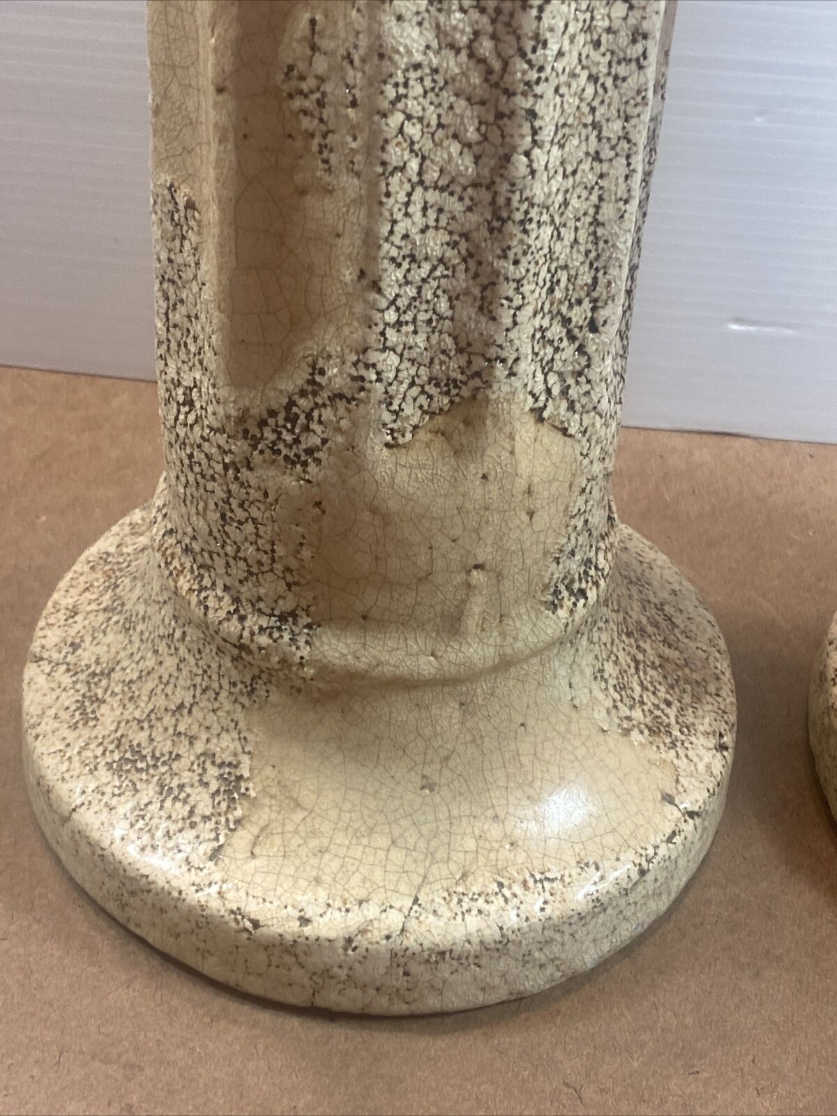 Pair  Pillar Candle Holder Rustic Retro Glazed Ceramic Ancient Look Pot Stand