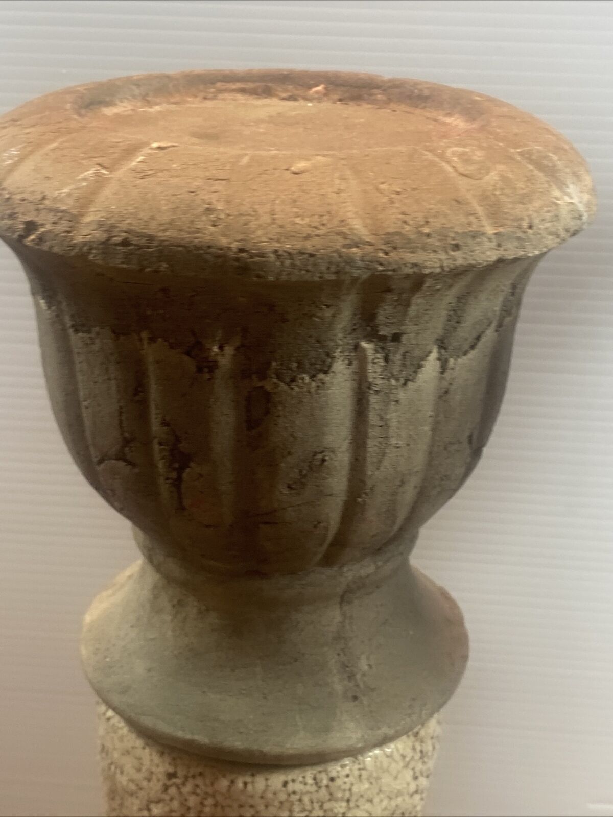Pair  Pillar Candle Holder Rustic Retro Glazed Ceramic Ancient Look Pot Stand