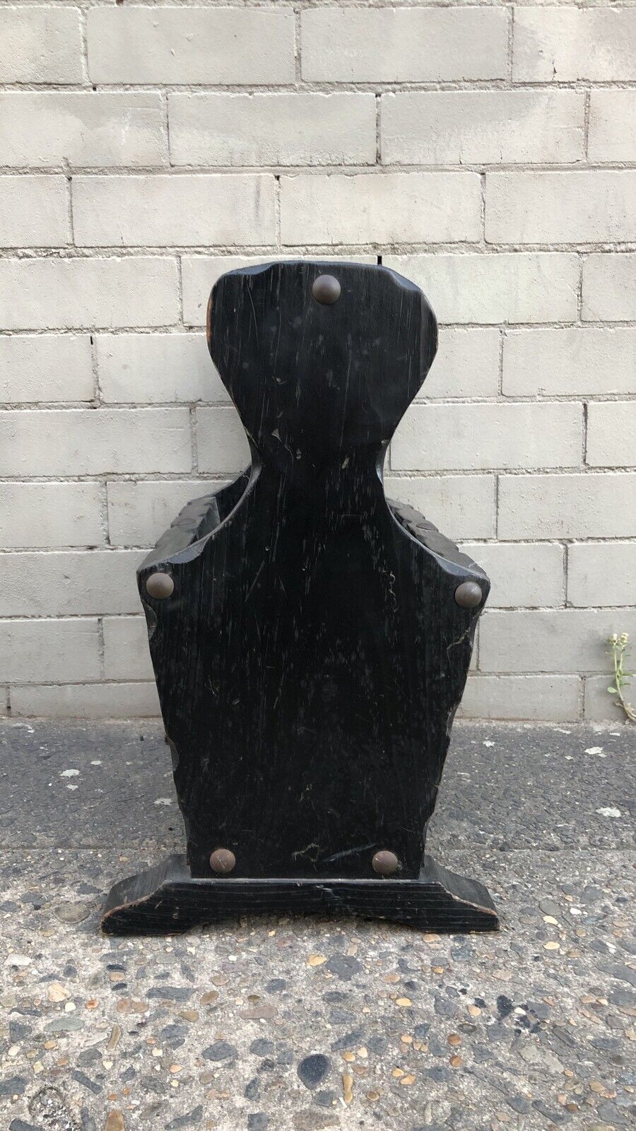 Mid Century LP RECORD MAGAZINE RACK Stand  Gothic Solid Timber Black Wood Chunky