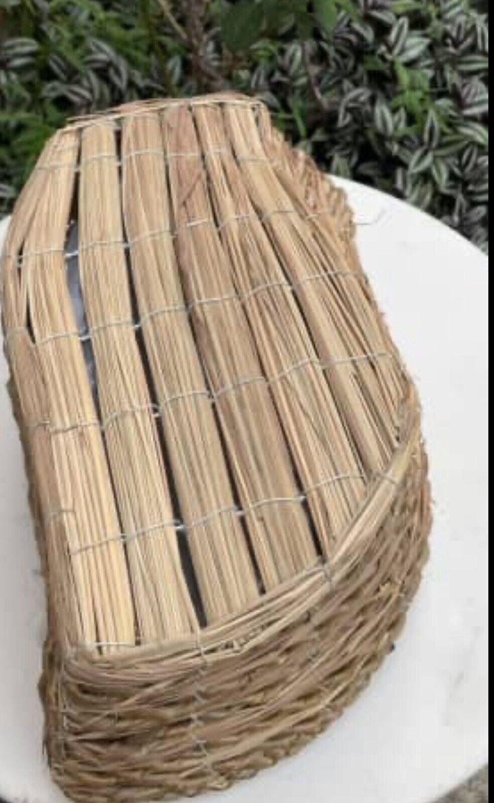 44cm Basket Tear Drop Straw Flower Planter Hamper Plastic Liner AE148 Handwoven