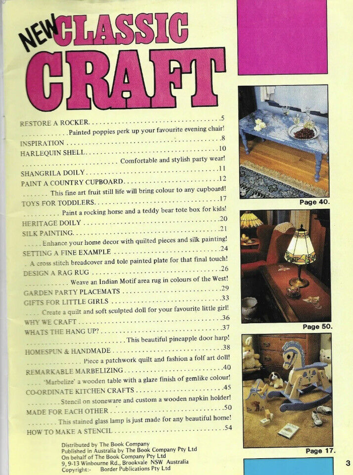 Magazine Classic Craft Folk Art Book Company Australia W Sticker NEW