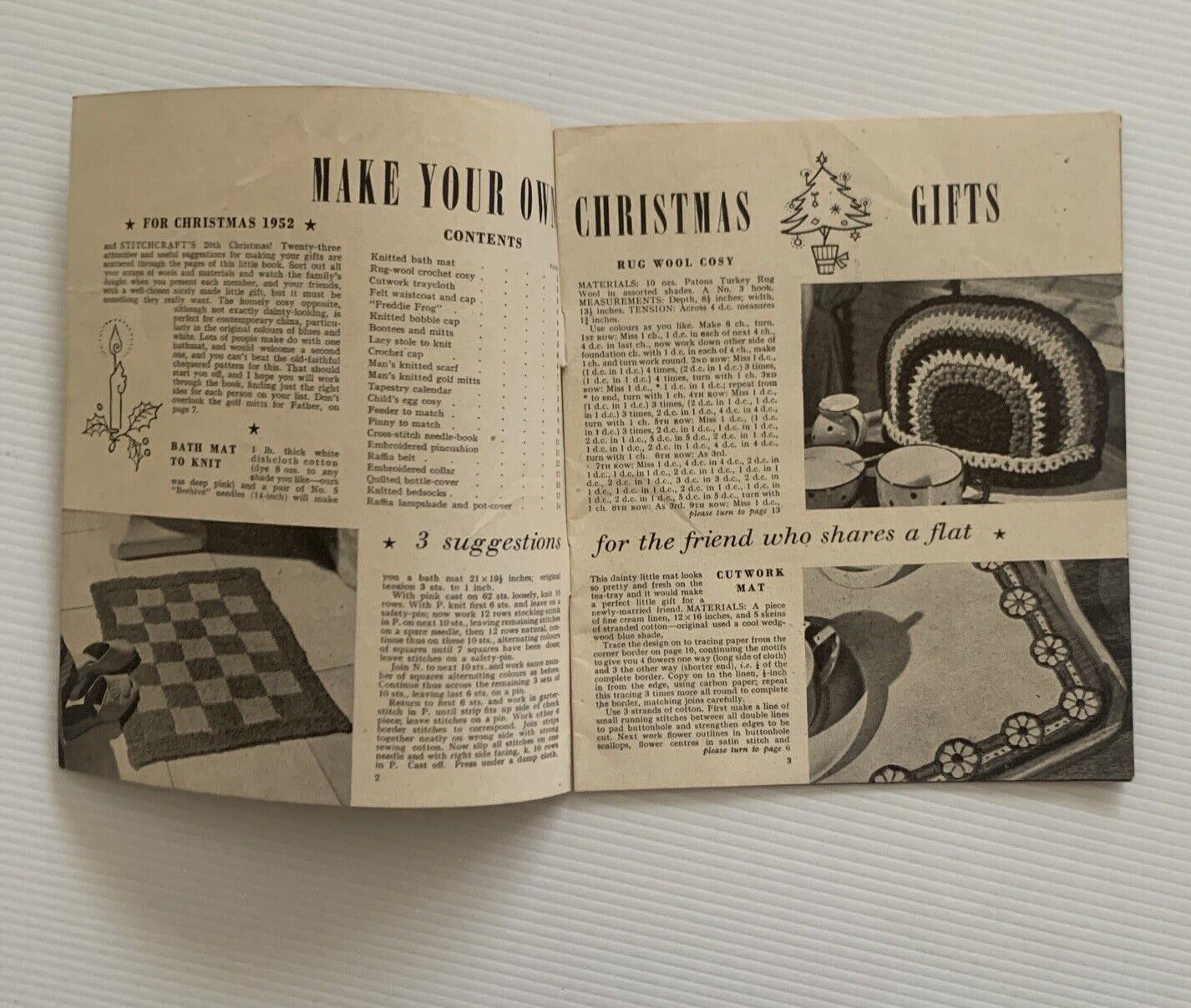 Vintage 1950’s Stitchcraft Gift Book November 1952 & 53  Craft Patterns Instruct