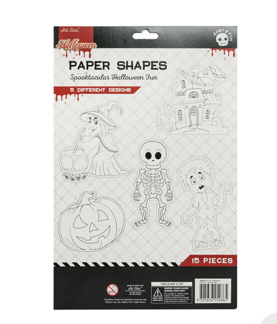ART STAR Halloween Paper Shapes 15 Pk 5 Designs Spooktacular Easy Fun Craft NEW