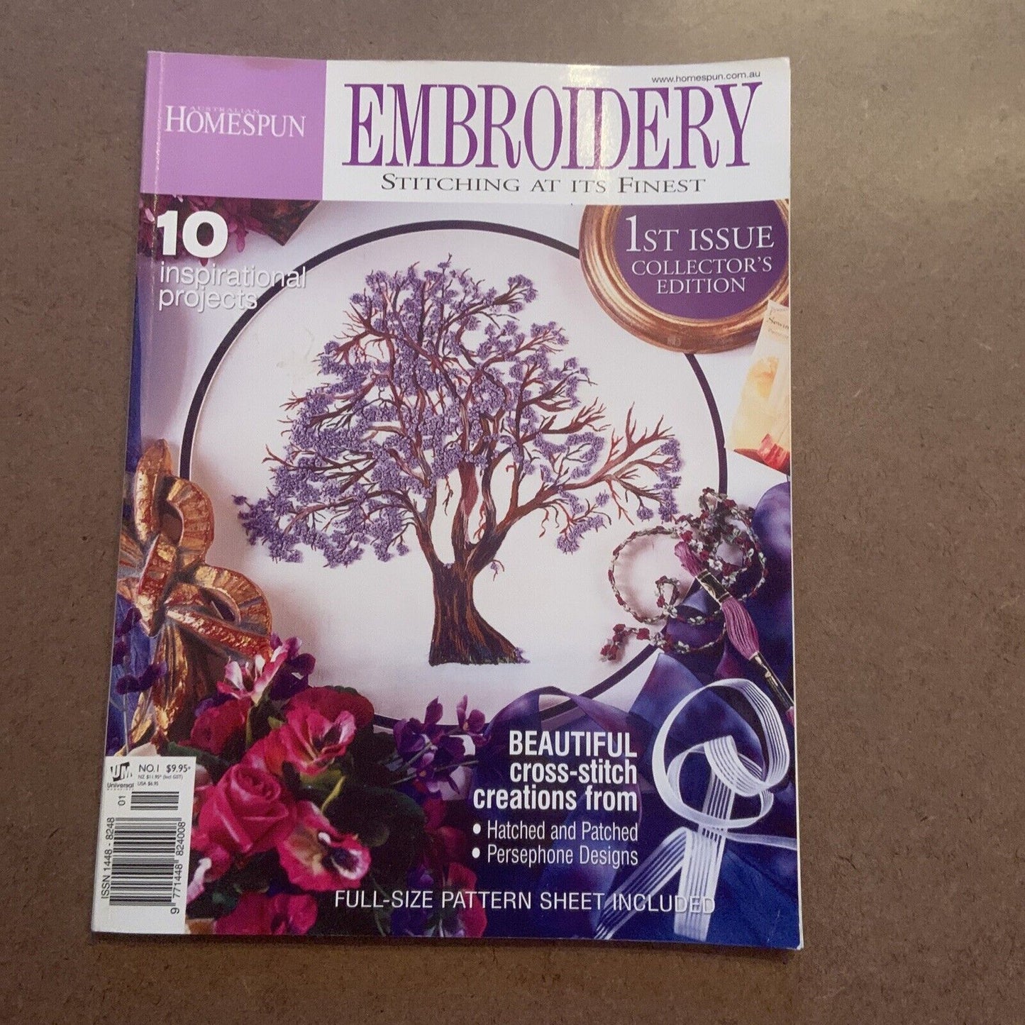 AUSTRALIAN HOMESPUN EMBROIDERY STITCHING AT IT'S FINEST NO 1 First Issue