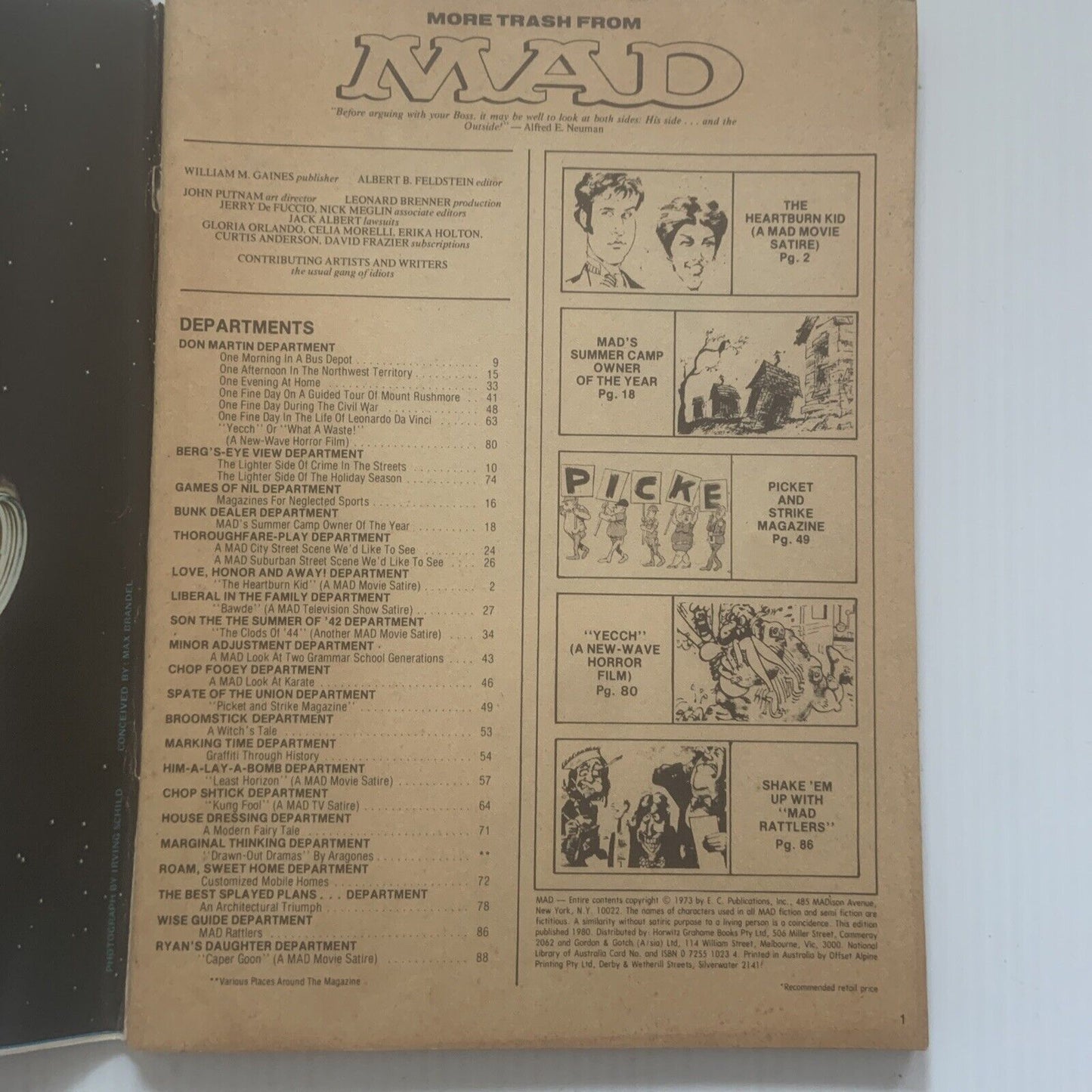 Comic MORE TRASH FROM MAD #1 1958 Very Good for Age B & W Lg PB Book