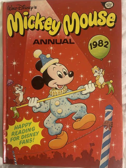 Comic 1982 MICKEY MOUSE ANNUAL Book Fleetway Disney Puzzles Goofy Bambi Scamp HC