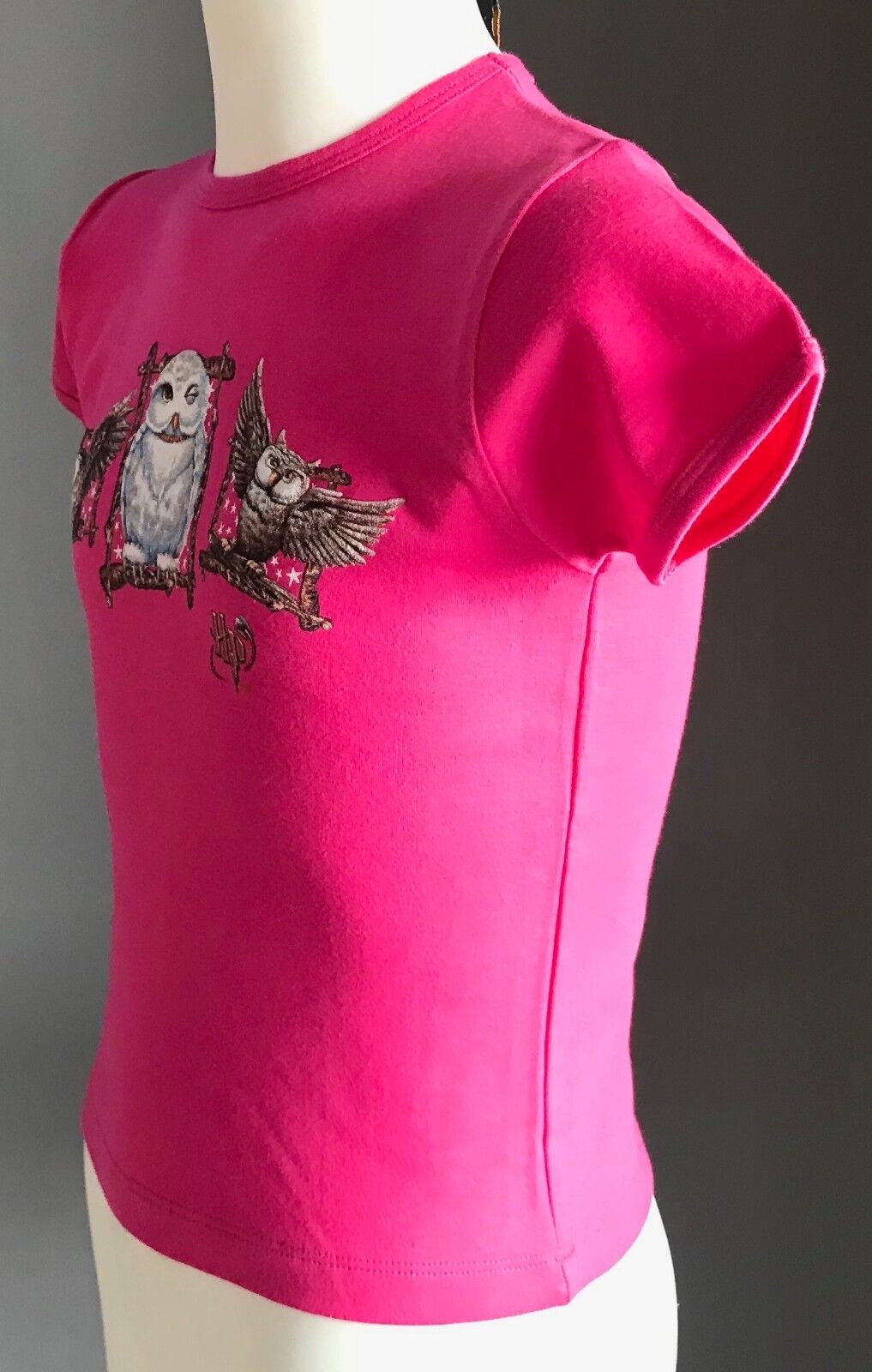 Girls Size 4 HP HARRY POTTER T Shirt Owl Print Hot Pink Short Sleeve NEW